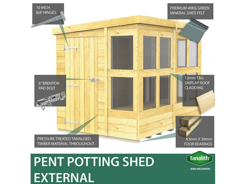 10ft x 6ft Pent Potting Shed