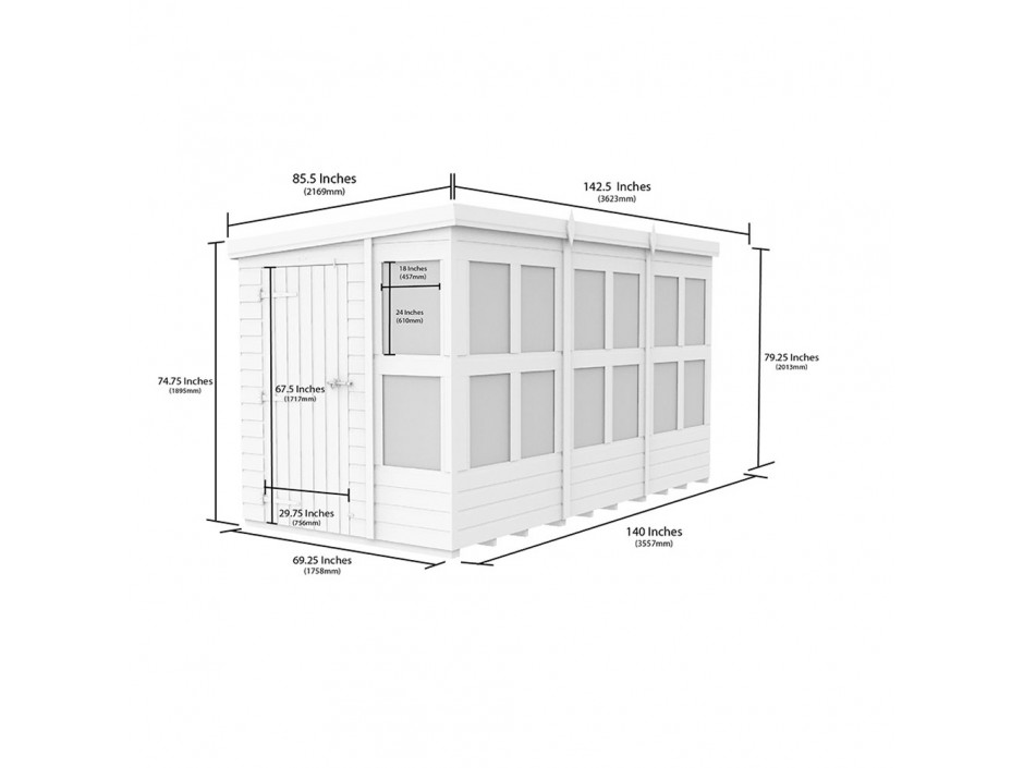 12ft x 6ft Pent Potting Shed