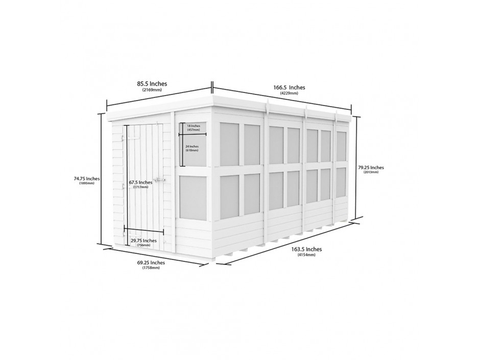 14ft x 6ft Pent Potting Shed