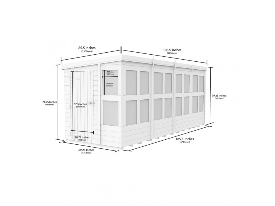 16ft x 6ft Pent Potting Shed