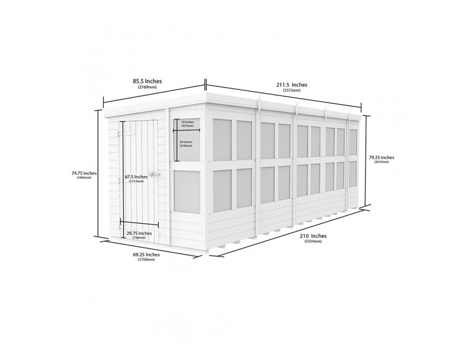 18ft x 6ft Pent Potting Shed