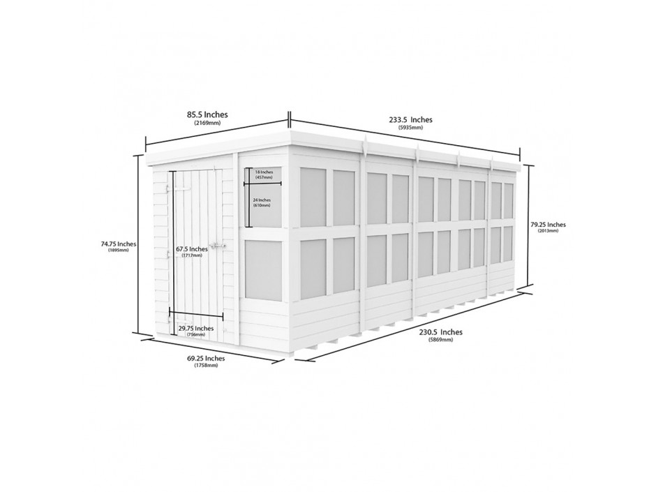 20ft x 6ft Pent Potting Shed