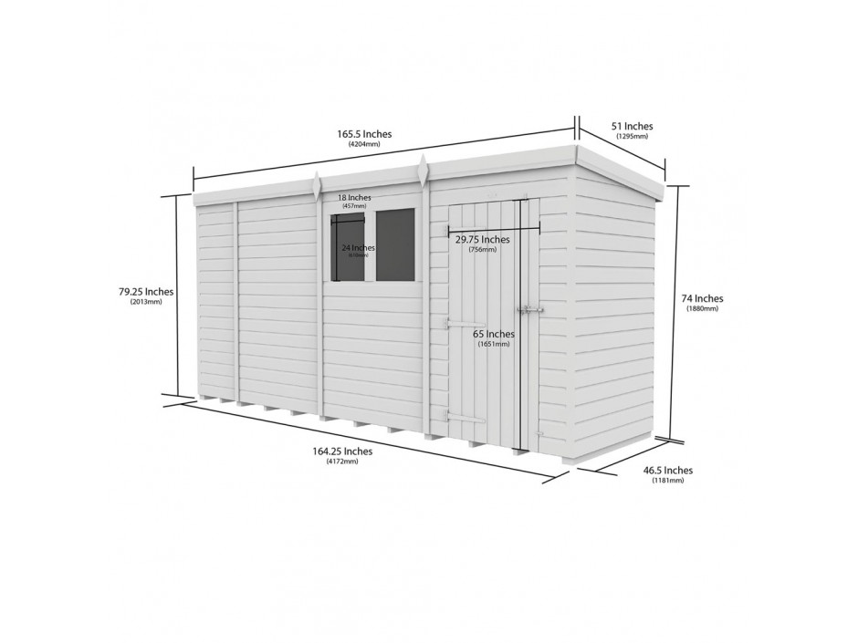 14ft x 4ft Pent Shed