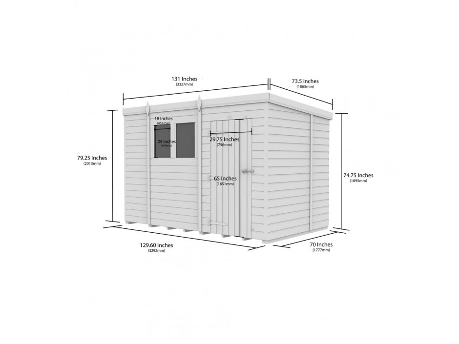 11ft x 6ft Pent Shed