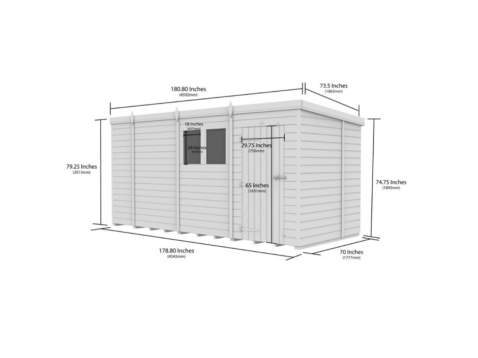 15ft x 6ft Pent Shed