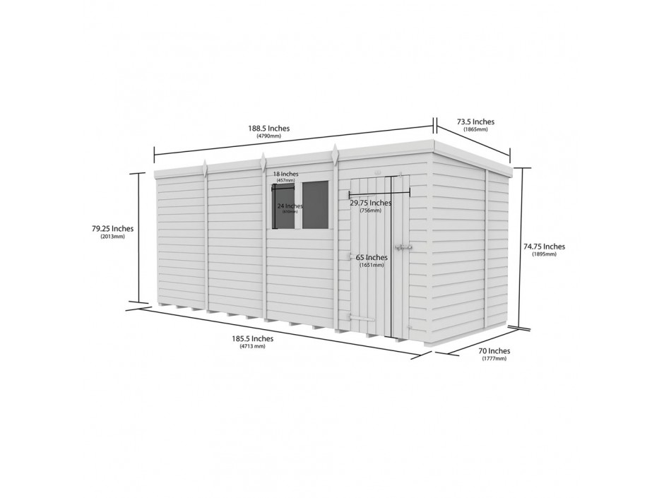 16ft x 6ft Pent Shed