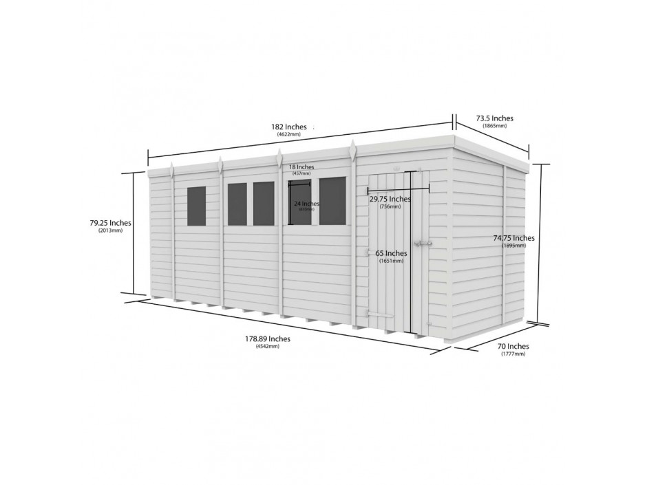 17ft x 6ft Pent Shed