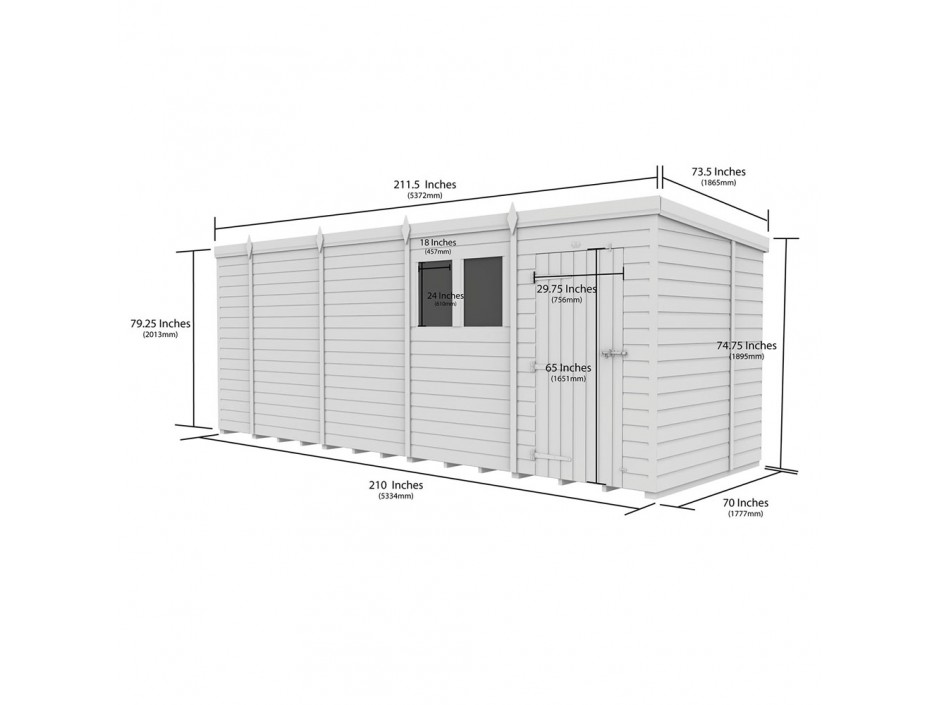 18ft x 6ft Pent Shed