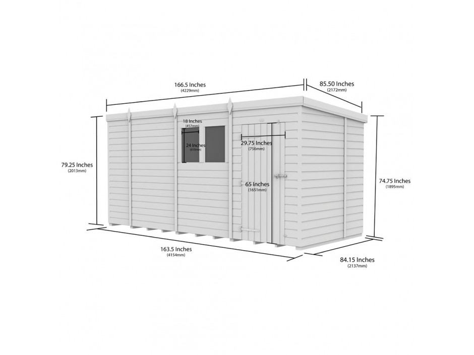 14ft x 7ft Pent Shed