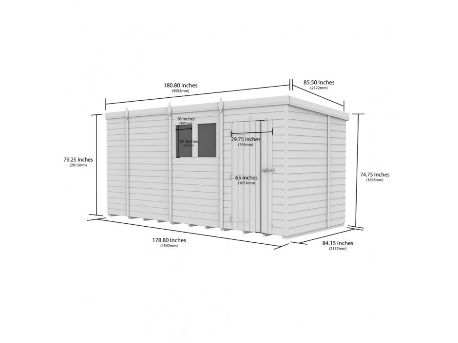 15ft x 7ft Pent Shed