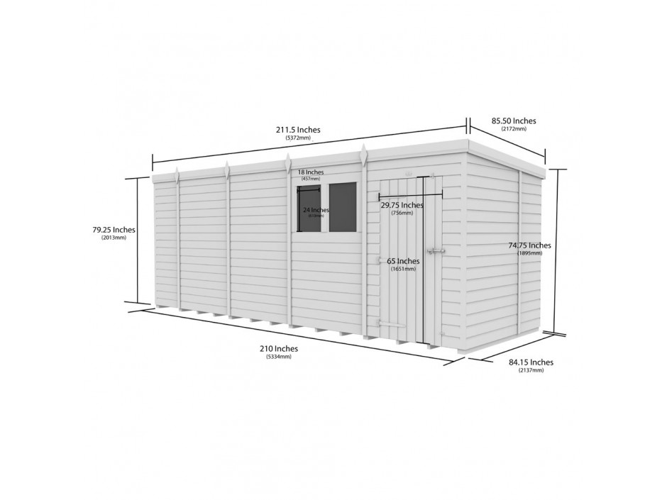 18ft x 7ft Pent Shed