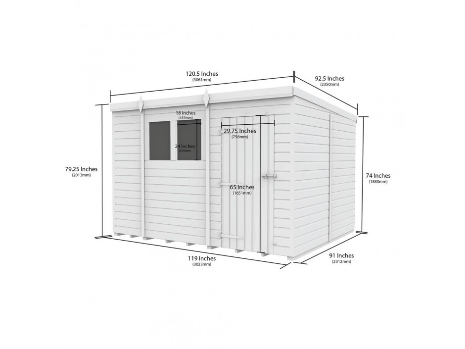 10ft x 8ft Pent Shed