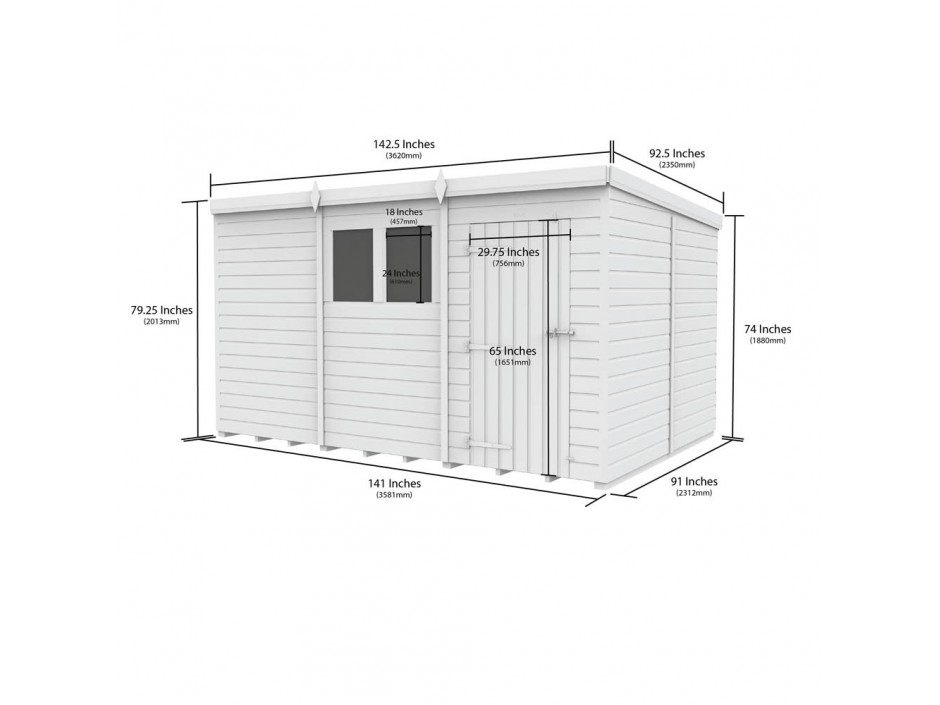 12ft x 8ft Pent Shed