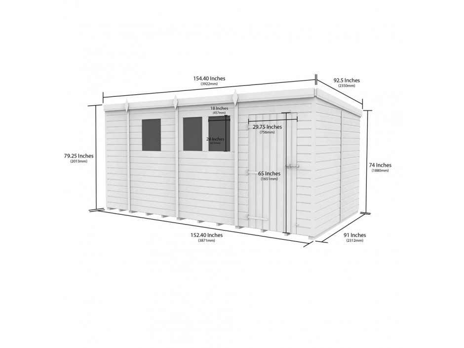 13ft x 8ft Pent Shed