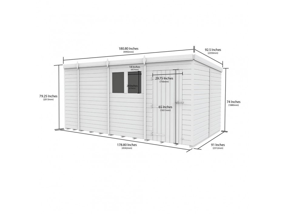 15ft x 8ft Pent Shed