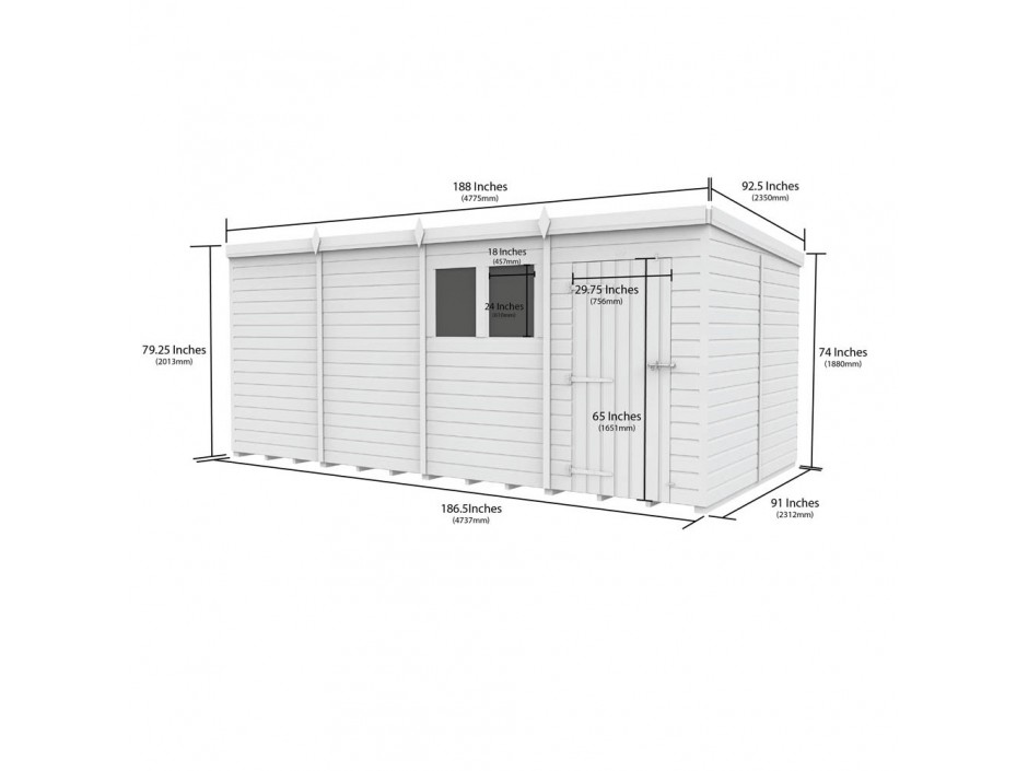 16ft x 8ft Pent Shed