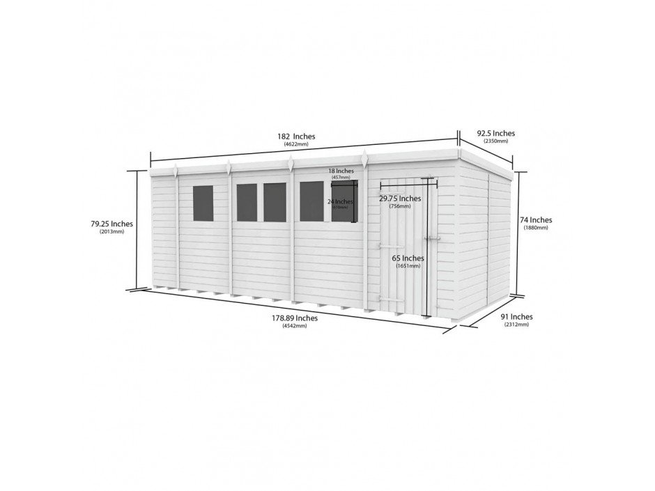 17ft x 8ft Pent Shed