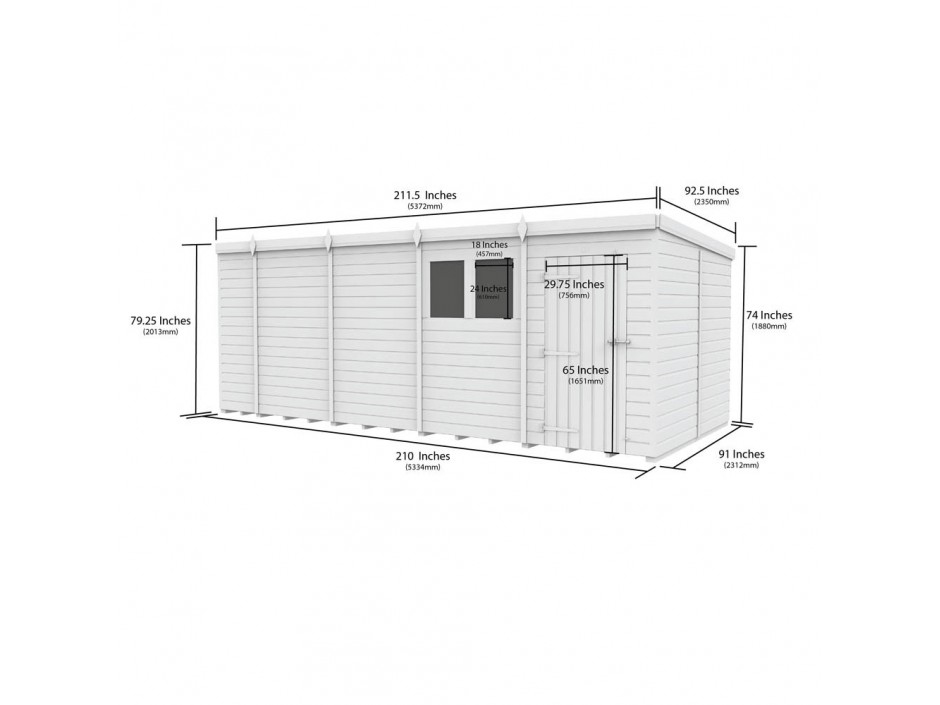 18ft x 8ft Pent Shed