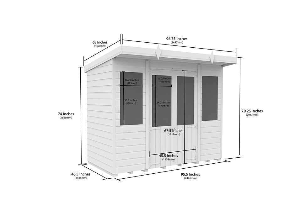 8ft x 4ft Pent Summer House Loglap