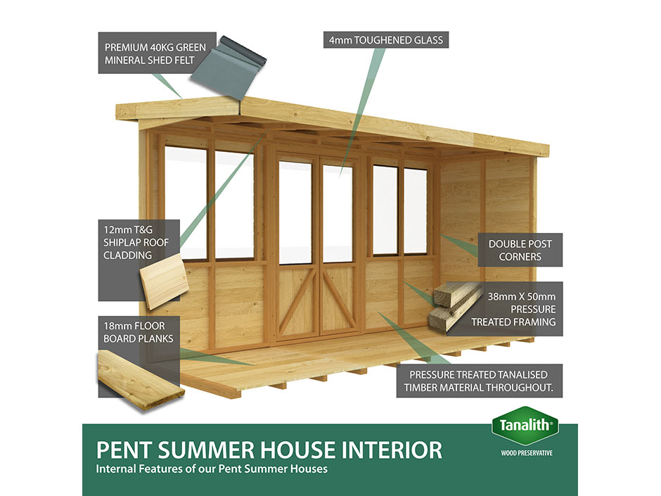 10ft x 4ft Pent Summer House Loglap