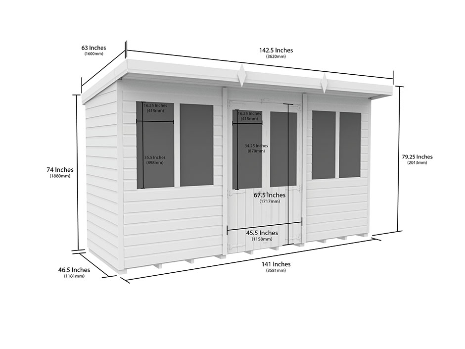 12ft x 4ft Pent Summer House Loglap