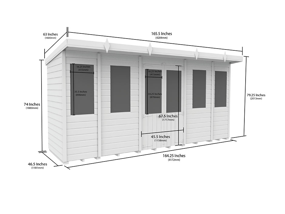 14ft x 4ft Pent Summer House Loglap