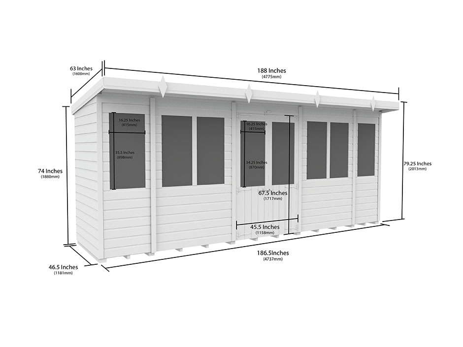 16ft x 4ft Pent Summer House Loglap