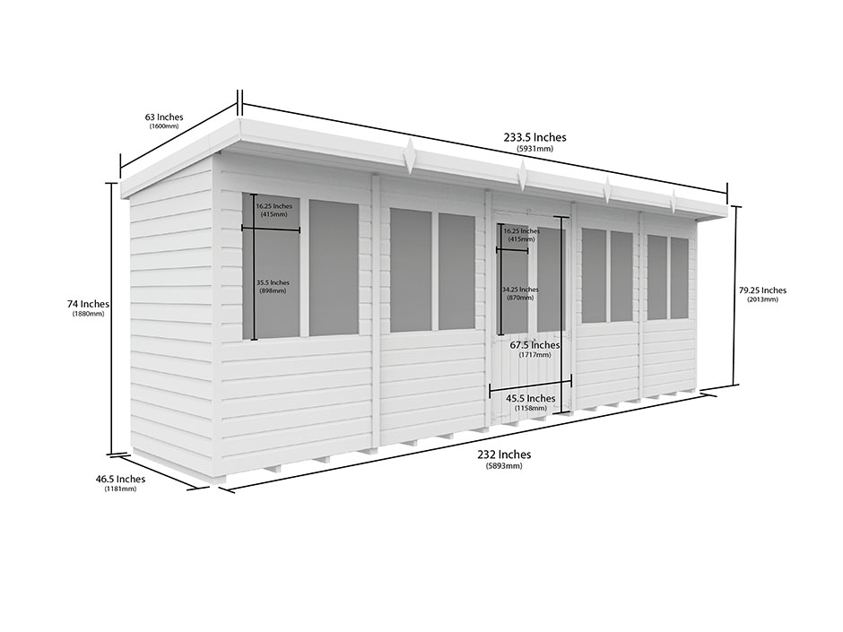 20ft x 4ft Pent Summer House Loglap