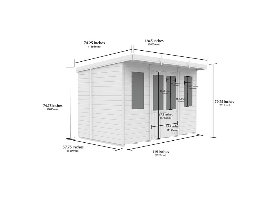 10ft x 5ft Pent Summer House Loglap