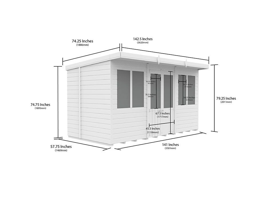 12ft x 5ft Pent Summer House Loglap