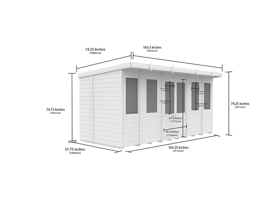 14ft x 5ft Pent Summer House Loglap