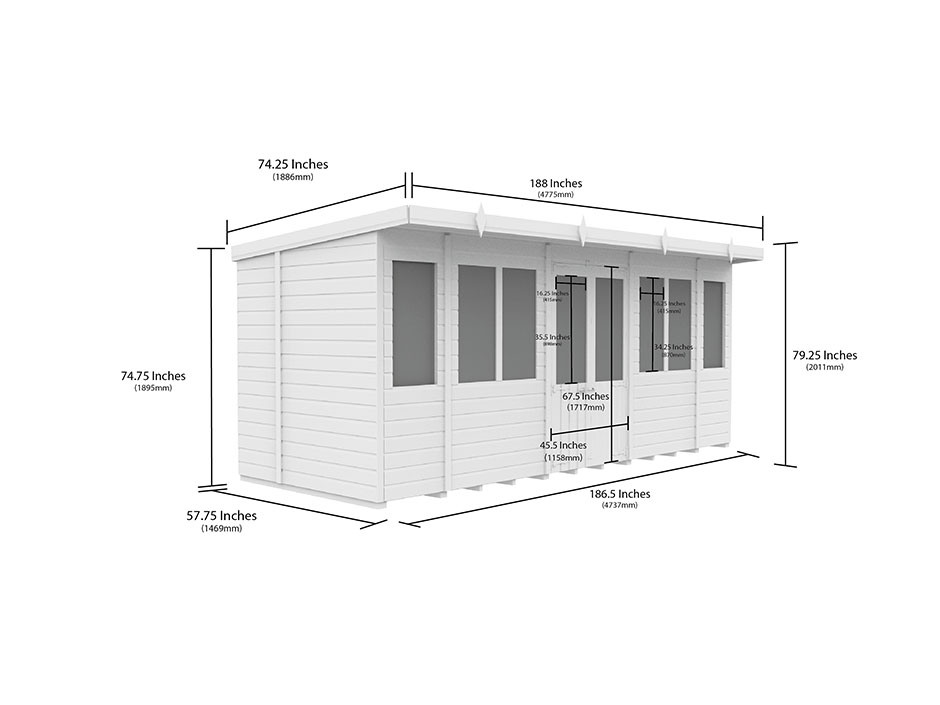 16ft x 5ft Pent Summer House Loglap