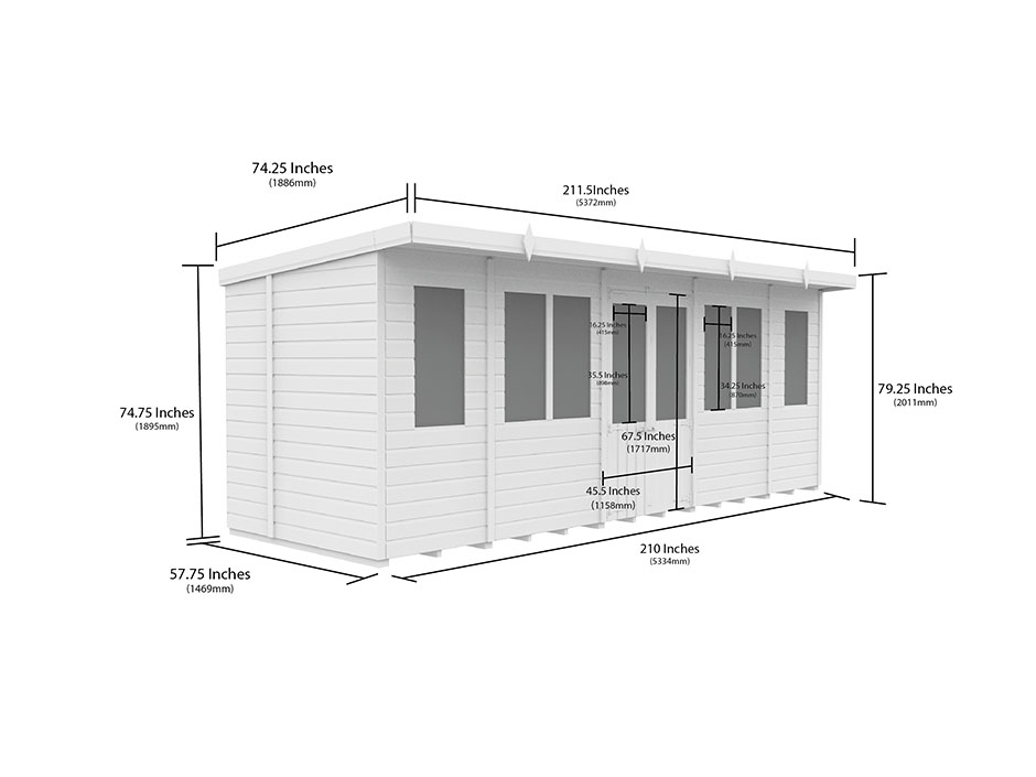 18ft x 5ft Pent Summer House Loglap