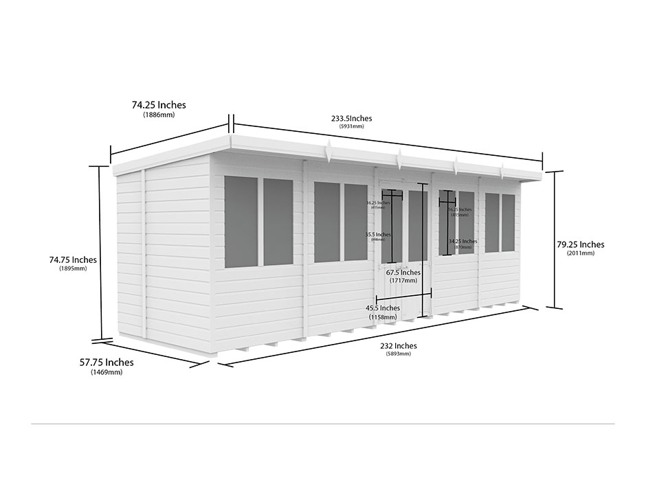 20ft x 5ft Pent Summer House Loglap