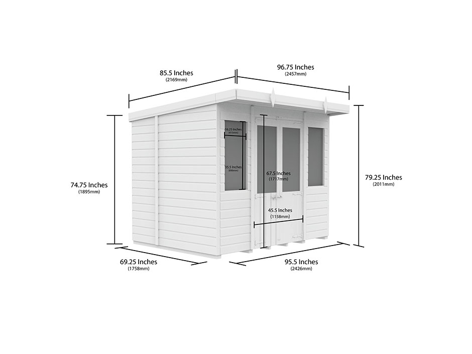 8ft x 6ft Pent Summer House Loglap