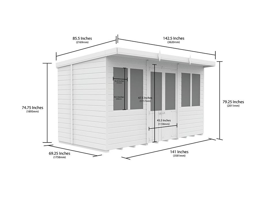 12ft x 6ft Pent Summer House Loglap