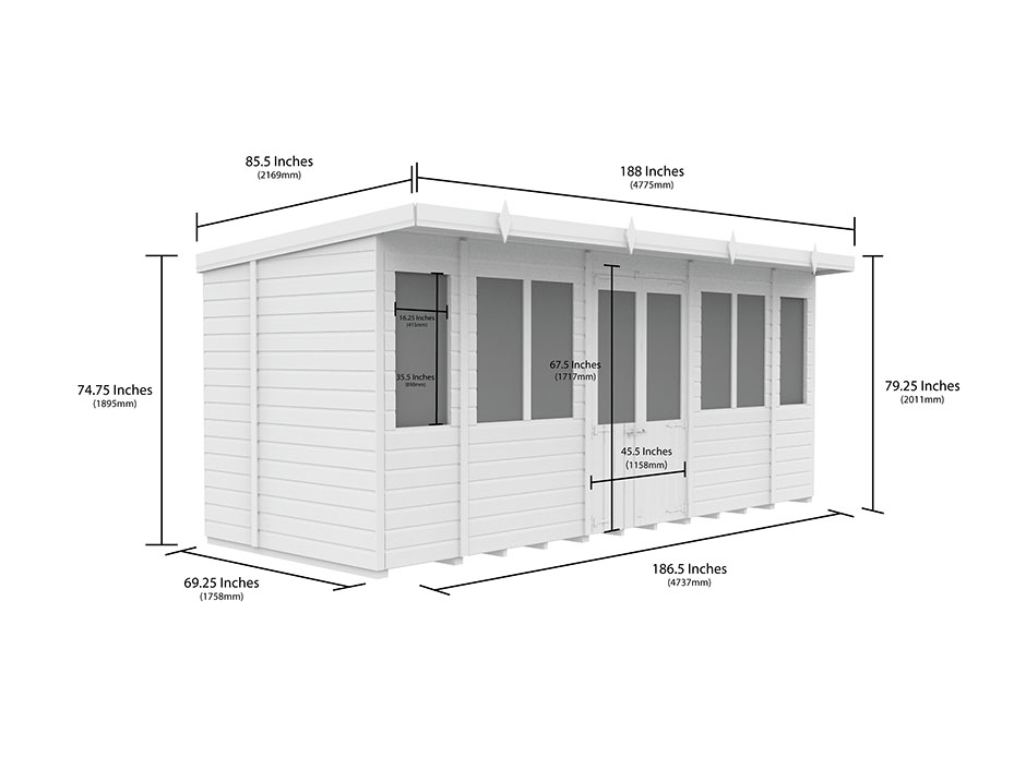 16ft x 6ft Pent Summer House Loglap