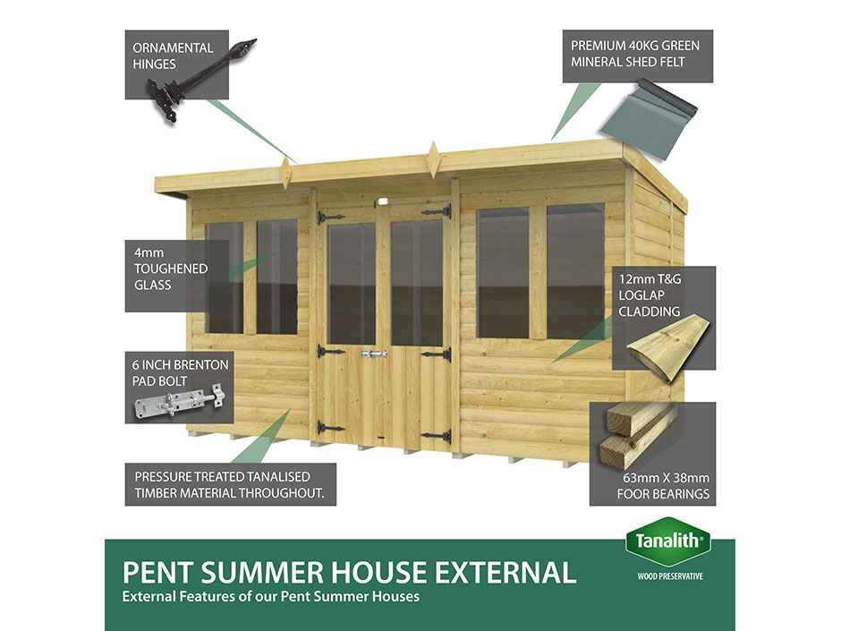 16ft x 6ft Pent Summer House Loglap