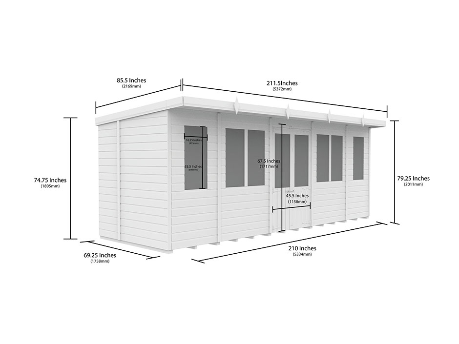 18ft x 6ft Pent Summer House Loglap