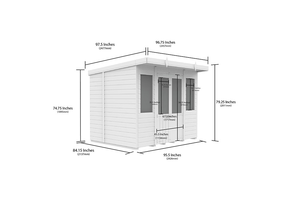 8ft x 7ft Pent Summer House Loglap