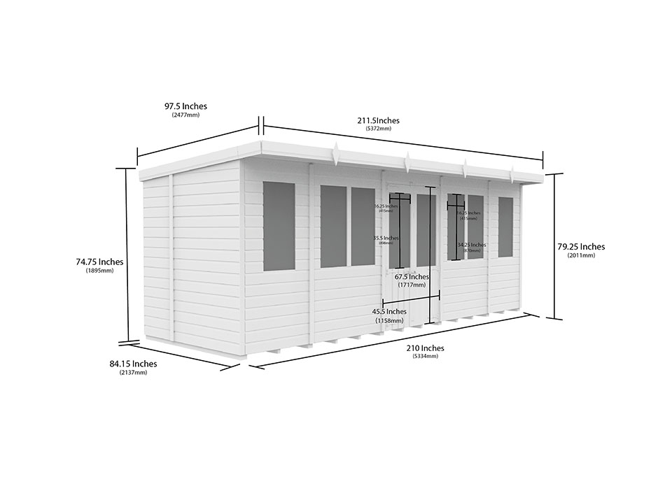 18ft x 7ft Pent Summer House Loglap