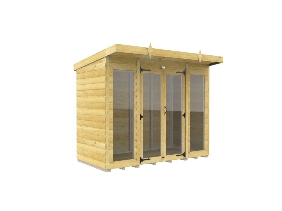 8ft x 4ft Pent Summer House Loglap (Full Height Window)