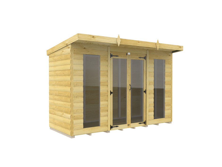 10ft x 4ft Pent Summer House Loglap (Full Height Window)