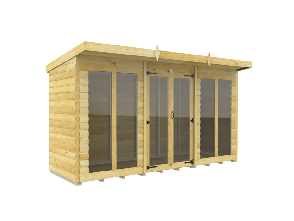 12ft x 4ft Pent Summer House Loglap (Full Height Window)