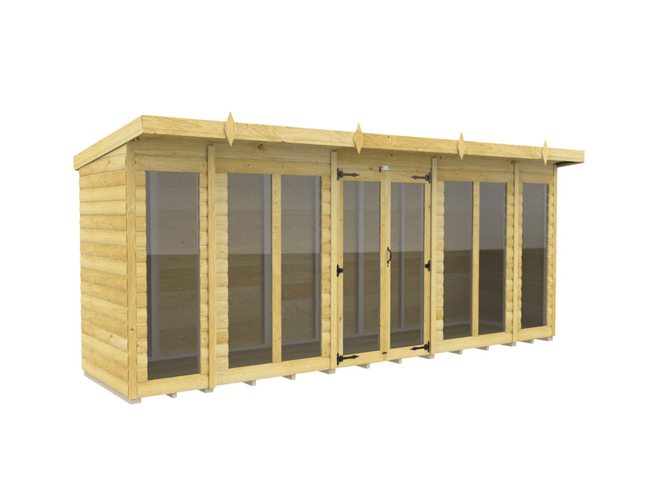 16ft x 4ft Pent Summer House Loglap (Full Height Window)