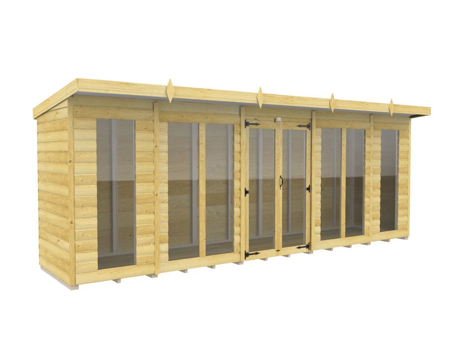 18ft x 4ft Pent Summer House Loglap (Full Height Window)