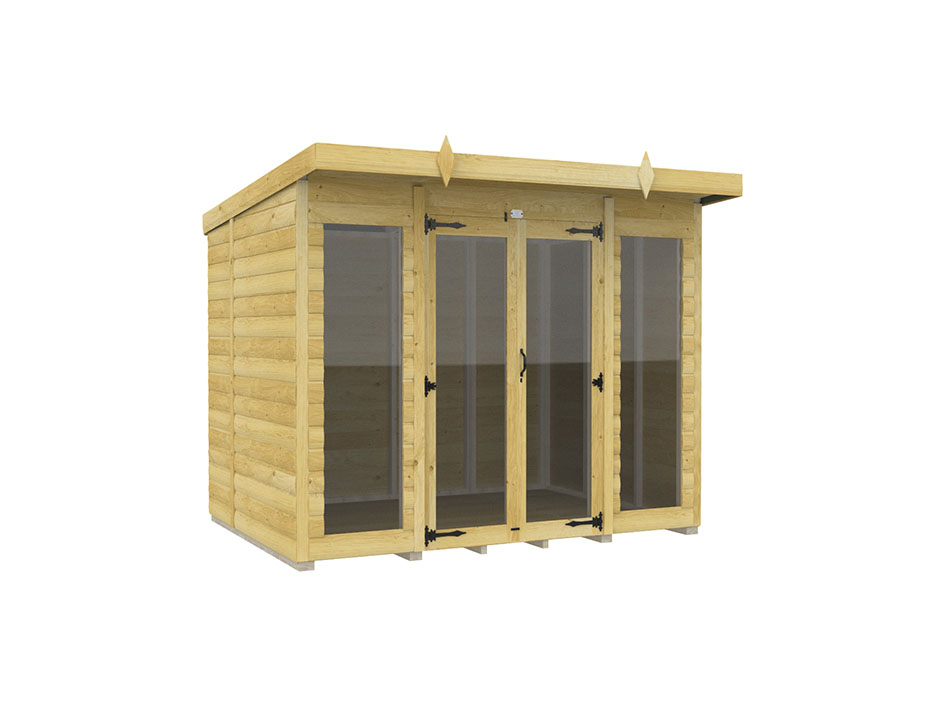 8ft x 5ft Pent Summer House Loglap (Full Height Window)