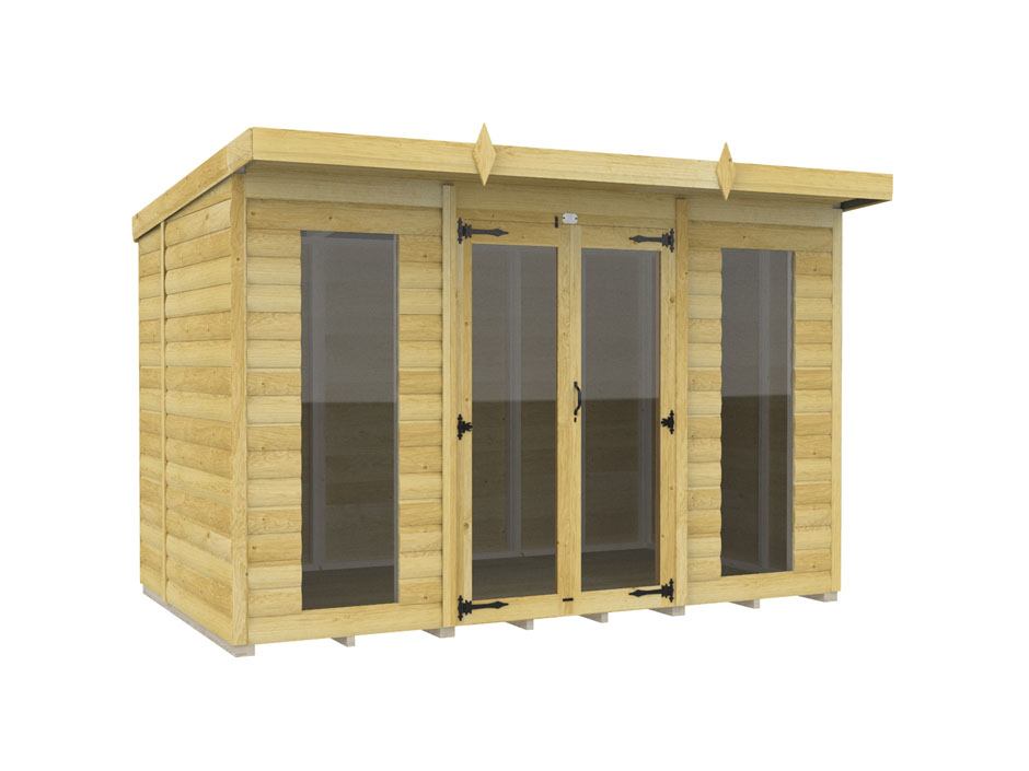 10ft x 5ft Pent Summer House Loglap (Full Height Window)