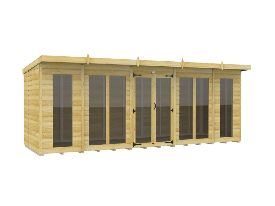 18ft x 5ft Pent Summer House Loglap (Full Height Window)