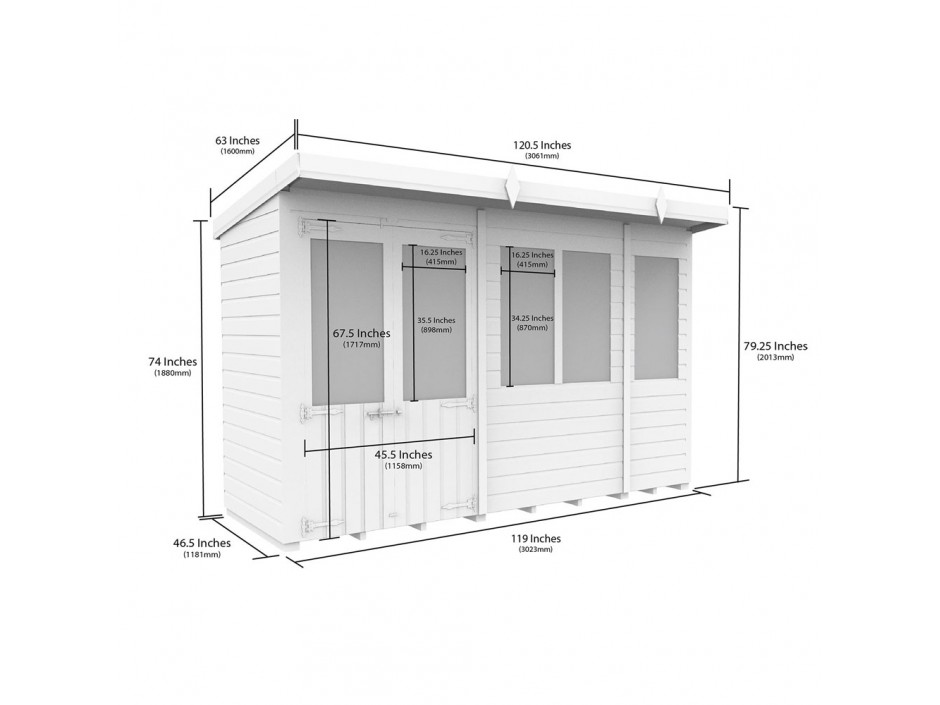 10ft x 4ft Pent Summer House